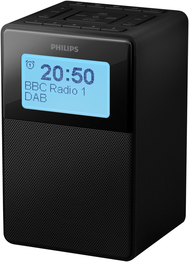 Philips Tar5100 Dab+ Fm Clock Radio Bluetooth Speaker in Black