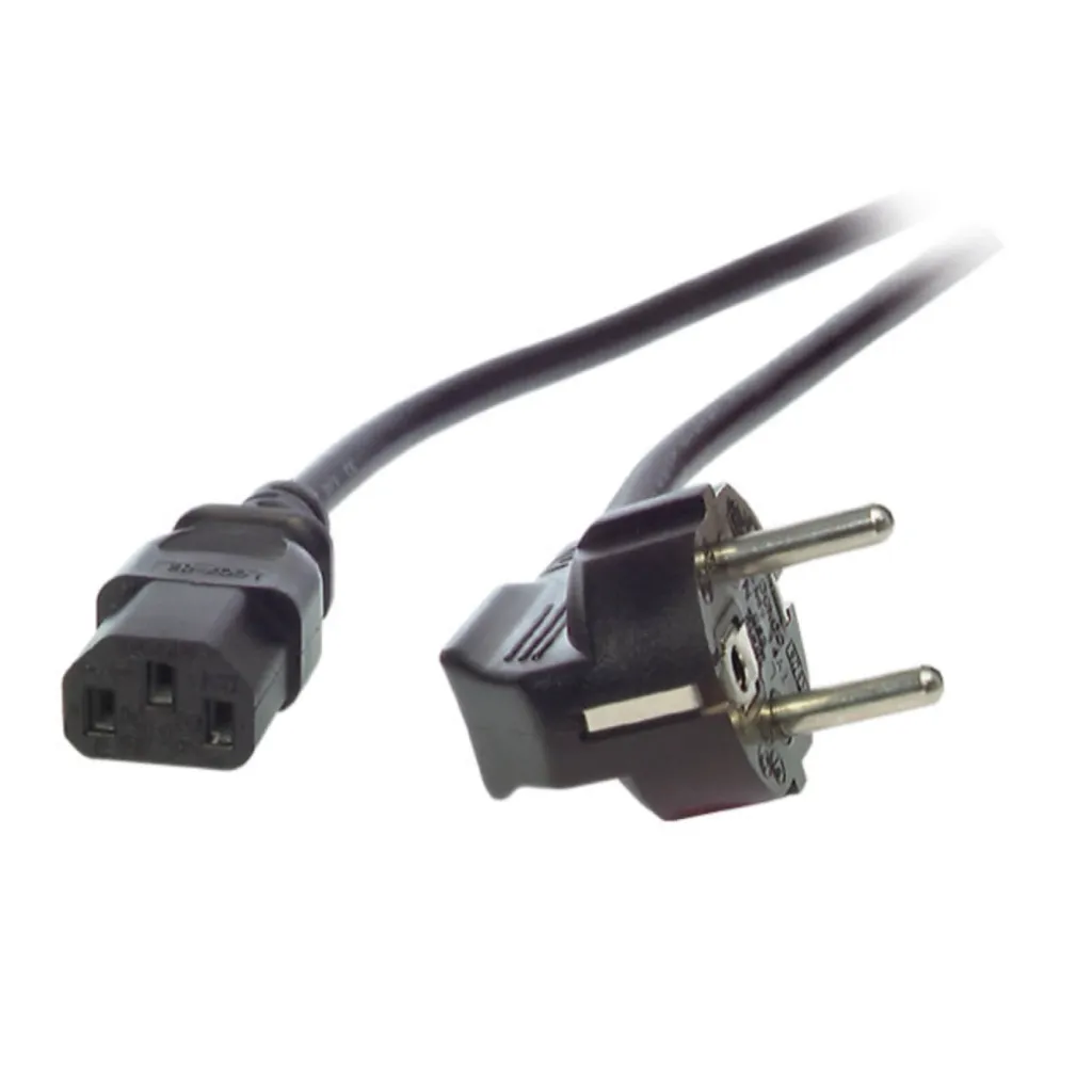 [150769] Netzkabel Kaltgerätekabel Schutzkontakt CEE 7/7 90° - Kaltgerätebuchse C13 180° 3x0,75mm² schwarz 1m